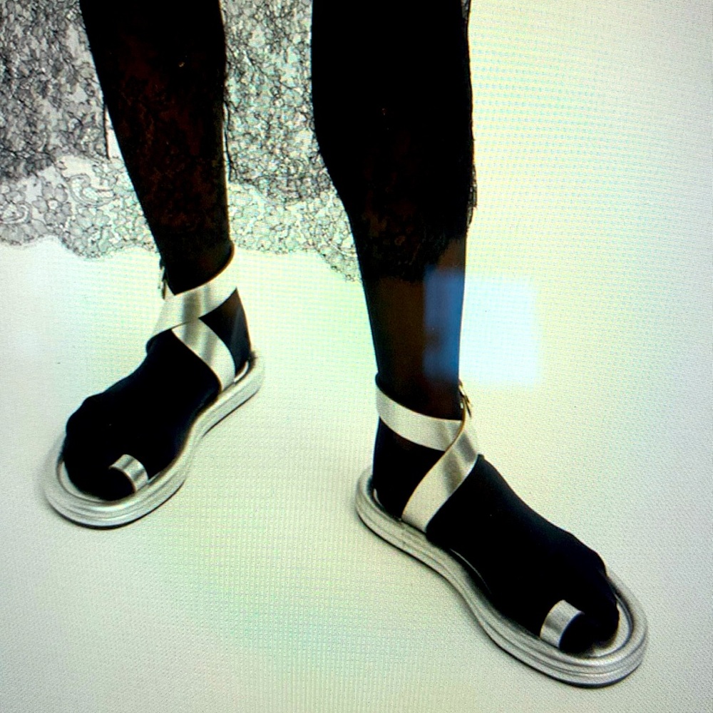 TIBI Silver toe ring sandals